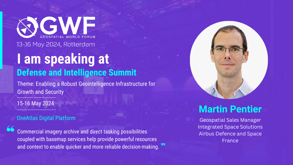 Martin Pentier, sales managers, will be speaking at Defense and Intelligence Summit at the Geospatial World Forum