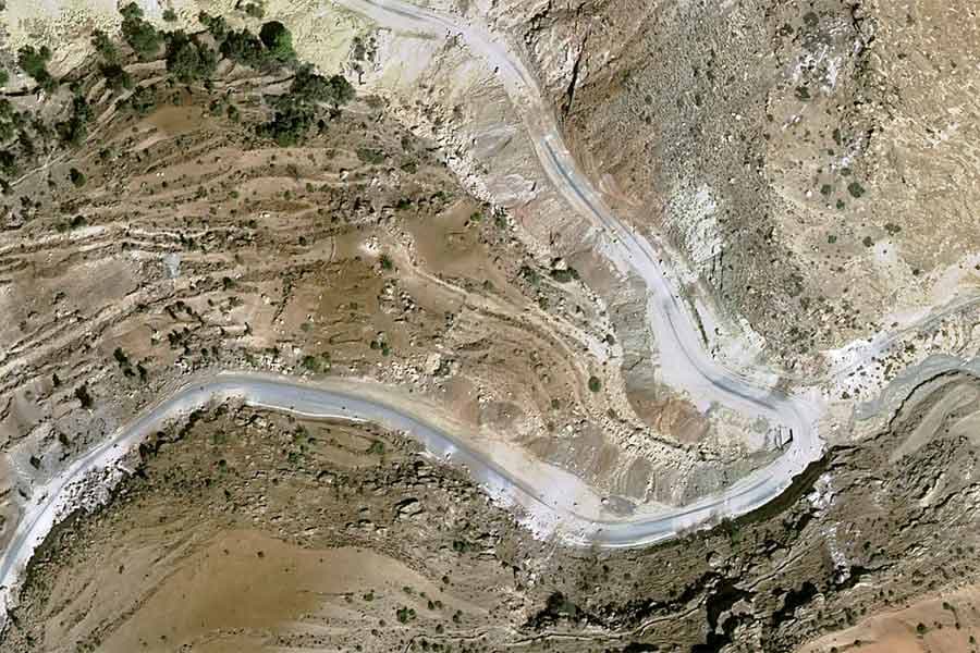 Pléiades neo image - 30cm resolution - Landslides on the road between Amizmiz and Tafeghaghte