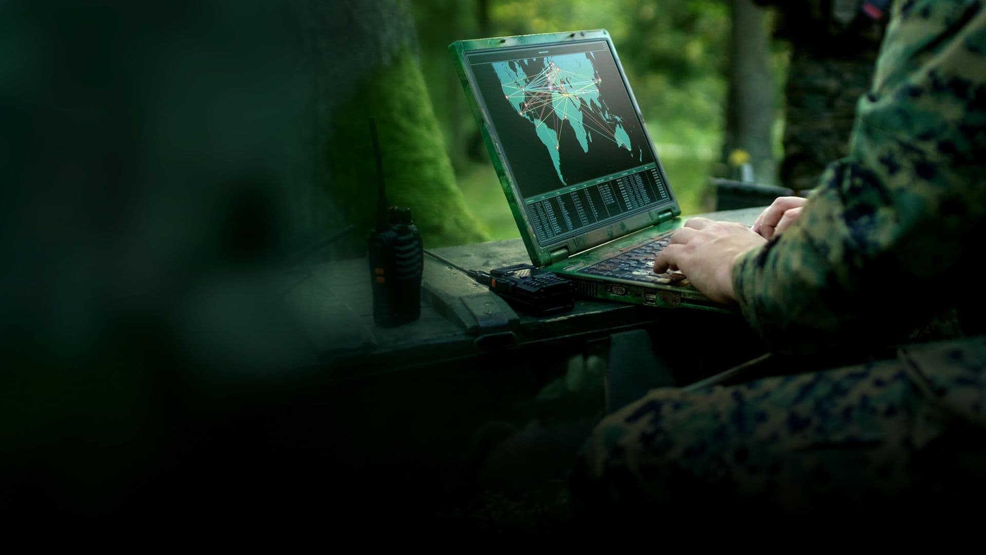 Defence C5ISR illustration - Soldier on laptop
