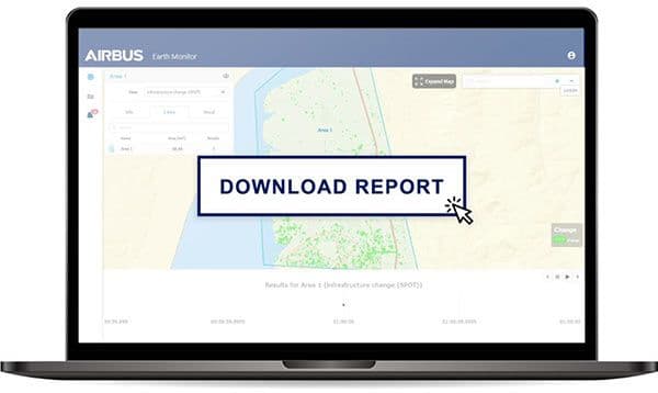 Computer screen - Download report- OneAtlas Earth Monitor