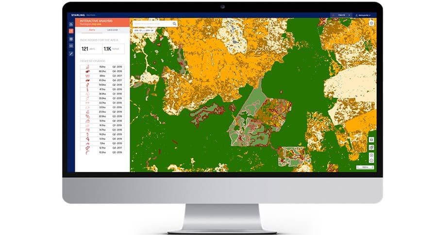 Starling demo forest cover change monitoring