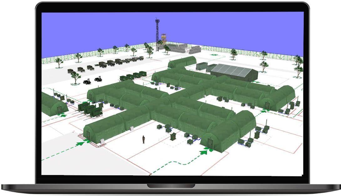 Airbus Planning and Exploration Tool (PET) highlighting a mobile Command Post solution
