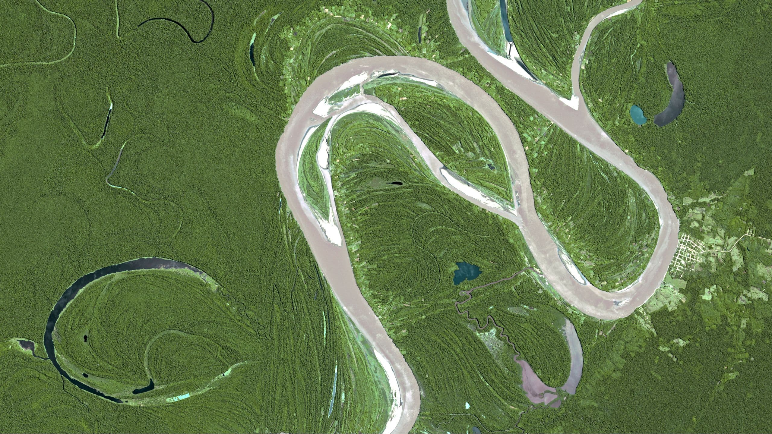 SPOT, 1,5m resolution satellite imagery -  Amazon River, Peru 